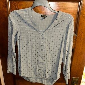 Blue Button-Up Women's Top